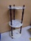 3 Tier Solid Marble & Wood Round Side Stand