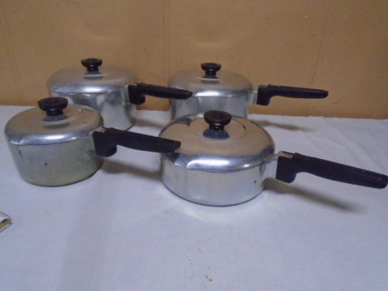 4pc Set of Vintage Wagnerware Magnalite Cookware w/ Lids