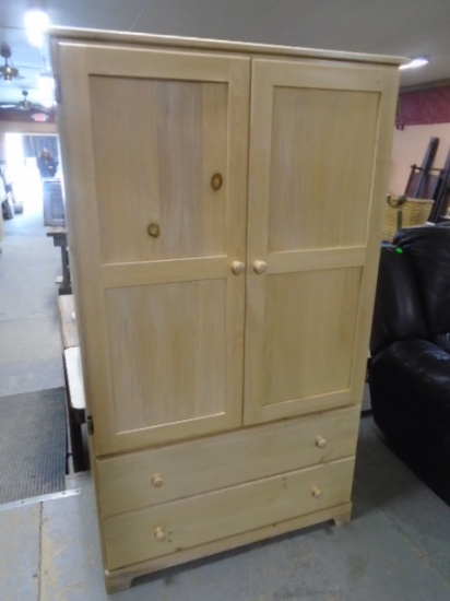 Solid Wood Armoire w/ Double Doors & 2 Drawers