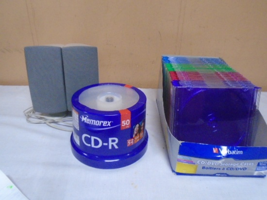 Set of Computer Speakers/Pack of 50 CD-R Disks & Jewel Cases