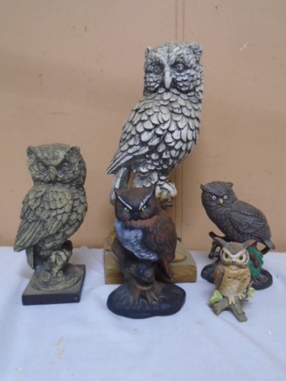 5pc Group of Owl Statues