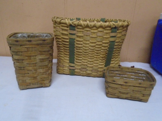 (2) 1984 Longaberger Baskets & Large Handmade Basket