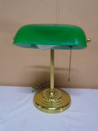 Brass & Glass Banker's Desk Lamp