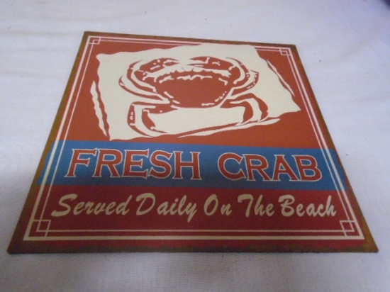 Fresh Crab Metal Sign