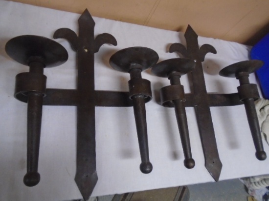 Heavy Iron Set of Double Wall Candle Holders