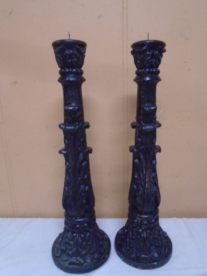2 Vintage Style Candle Pillars