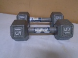 (2) 15lb Cast Iron Dumbells