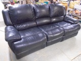 Black Leather Dual Power Reclining Sofa