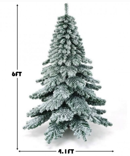6 Feet Snow Flocked Artificial PVC Christmas Tree with stand
