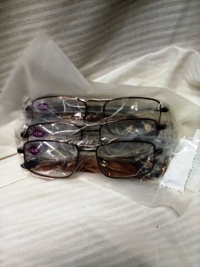 Three Pair Wire Rim Prescription Reading Glasses +2.50 Power