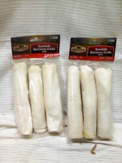 Qty. 2 Packs of 3 Rawhide Retriever Sticks