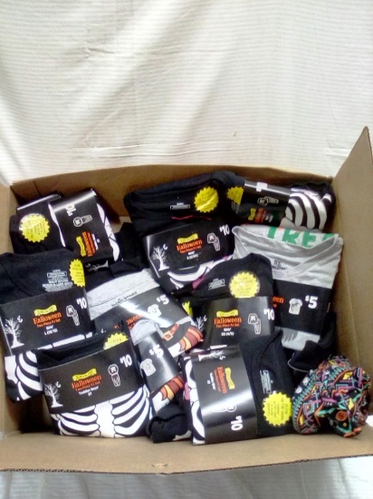 Box Full Of Misc. Sized Halloween Tops and Bottoms