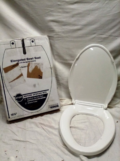 White Elongated Toilet Bowl Seat 18 5/8" by Kohler