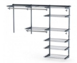 Adjustable Closet Organizer Kit with Shelves and Hanging Rods for 4 to 6 FT