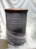 Galvanized Indoor Storage End Table with Wood Lid 12