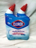 Qty. 2 Clorox Clinging Bleach Gel Toilet Bowl Cleaning Bottles 24 Fl Oz Each