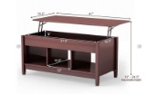 Costway Solid Wood Lift Top Coffee Table with Storage Shelves