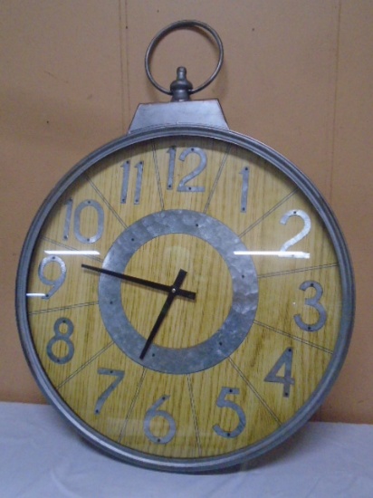 Large Round Galvanized Metal Wall Clock
