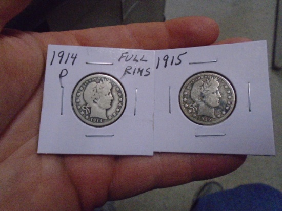 1914 D-Mint and 1915 Barber Quarters