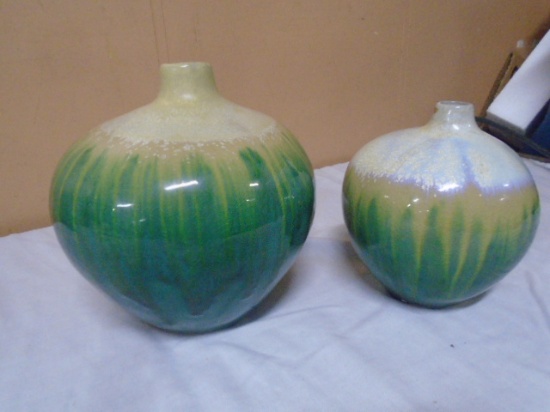 2 Pc. Art Pottery Vase Set