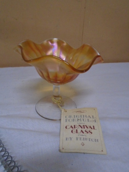 Original Formula Fenton Carnival Glass Pedistal Bowl