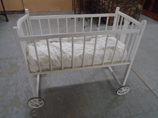 Antique Rolling Baby Crib