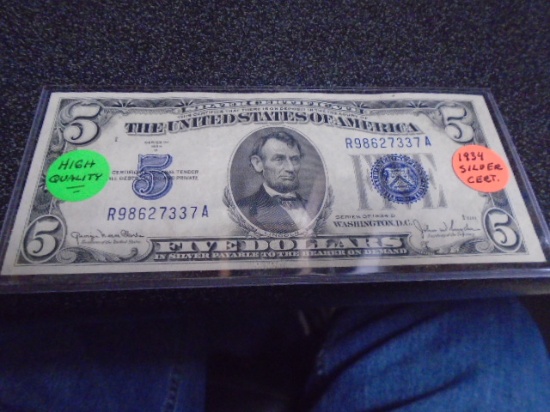 1934 5 Dollar Silver Certificate