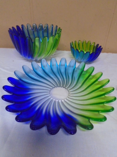 3pc Art Glass Bowl Set