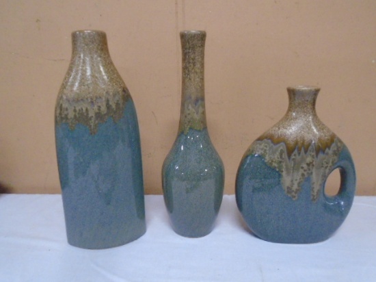 Beautiful 3pc Art Pottery Vase Set