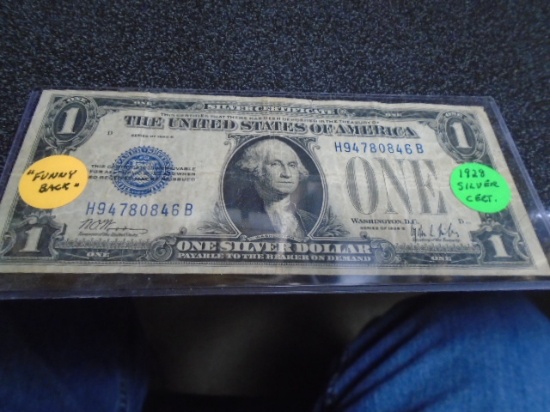 1928 1 Dollar Funny Back Silver Certificate