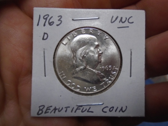 1963 D Mint Silver Franklin Half Dollar