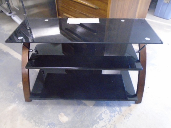 3 Tier Wood & Glass Flat Panel TV Stand