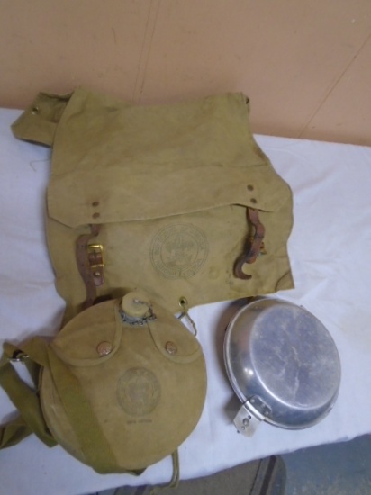Vintage Boy Scout Backpack/ Canteen/Mess Kit