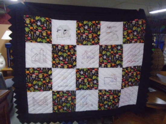 Beautiful Embroidered Lap Quilt