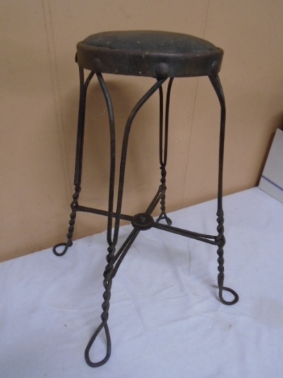 Antique Iron Padded Seat Stool