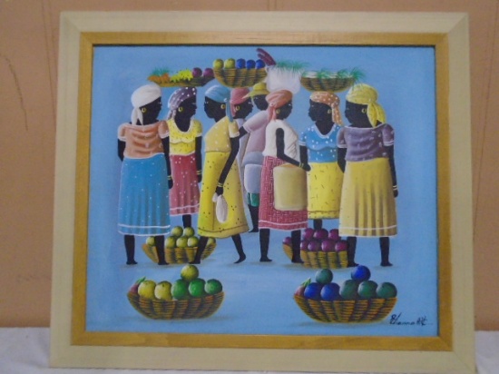 Beautiful Haitian Signed Framed Canvas Art