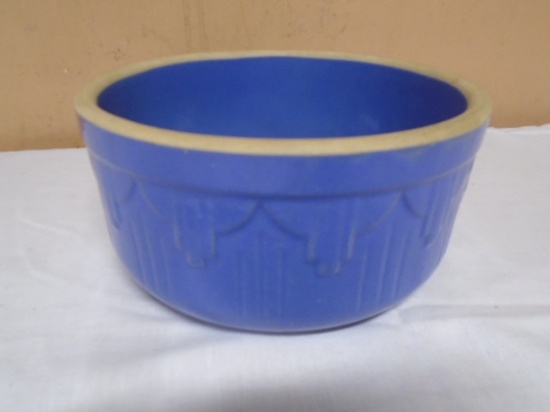 Vintage Blue Round Crock Bowl
