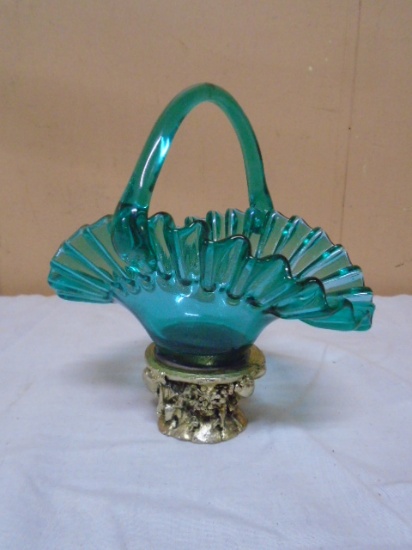 Beautiful Ruffled Edge Glass Basket