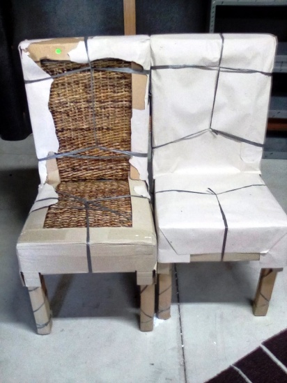 Pair of International Caravan Woven Wicker Chairs