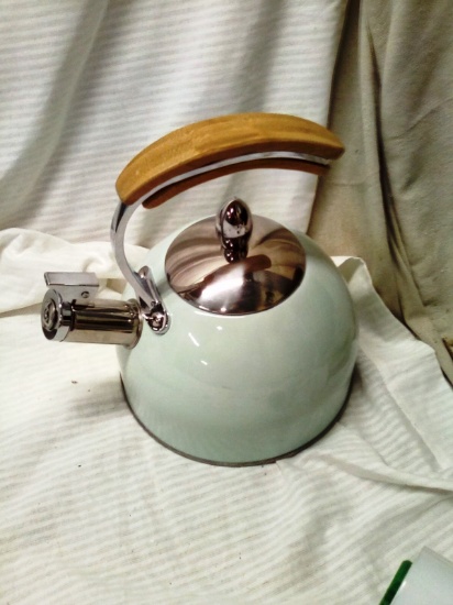Pinky Up Tea Kettle with wood handles