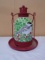 Red Metal Mosaic Hanging Bird Feeder