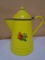 Vintage Yellow Porcelain Over Steel Coffee Pot