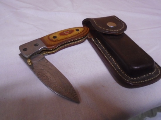 Custom Handmade Damascus Blade Lockblade Knife