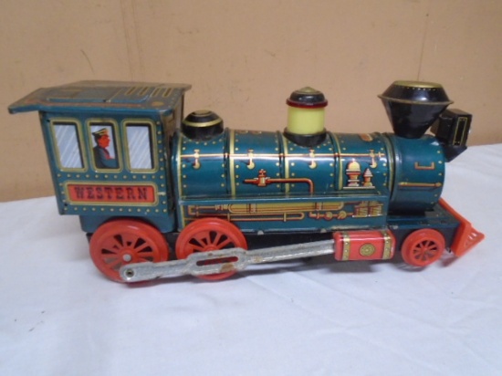 Vintage Western Tin Type Bump&Go Locomotive