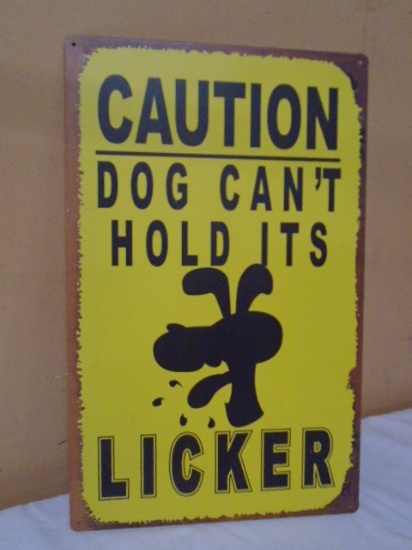 Metal "Caution Dog" Sign