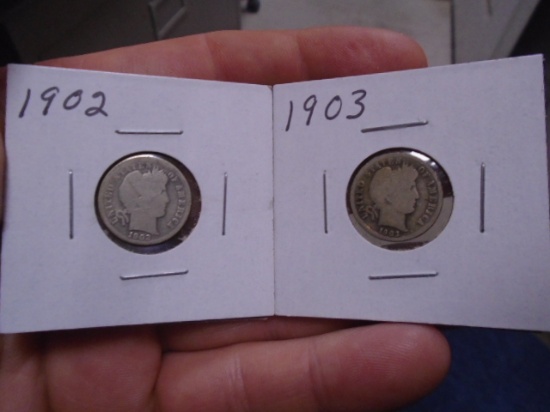 1902 and 1903 Barber Dimes