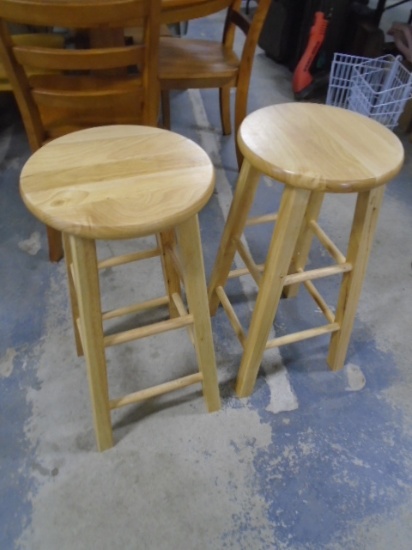 2 Matching Solid Wood Stools