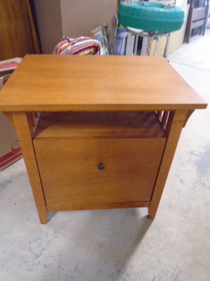 Oak Side Table w/ File Drawer in Bottom