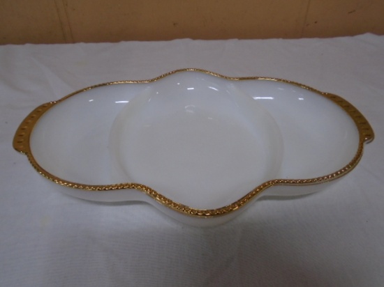 Vintage Fore King 3 Section Milk Glass Relish Tray