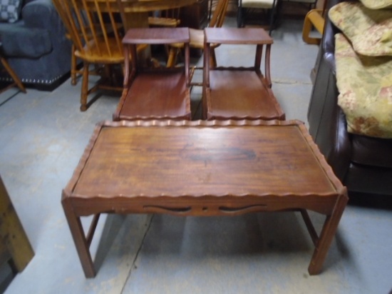 Antique 3pc Coffee & End Table Set